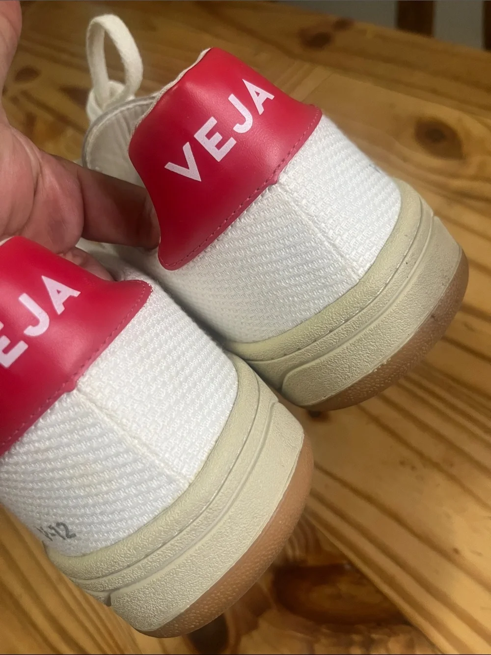 Veja V-12 Bmesh White/Pekin Sneakers with Red V Logo